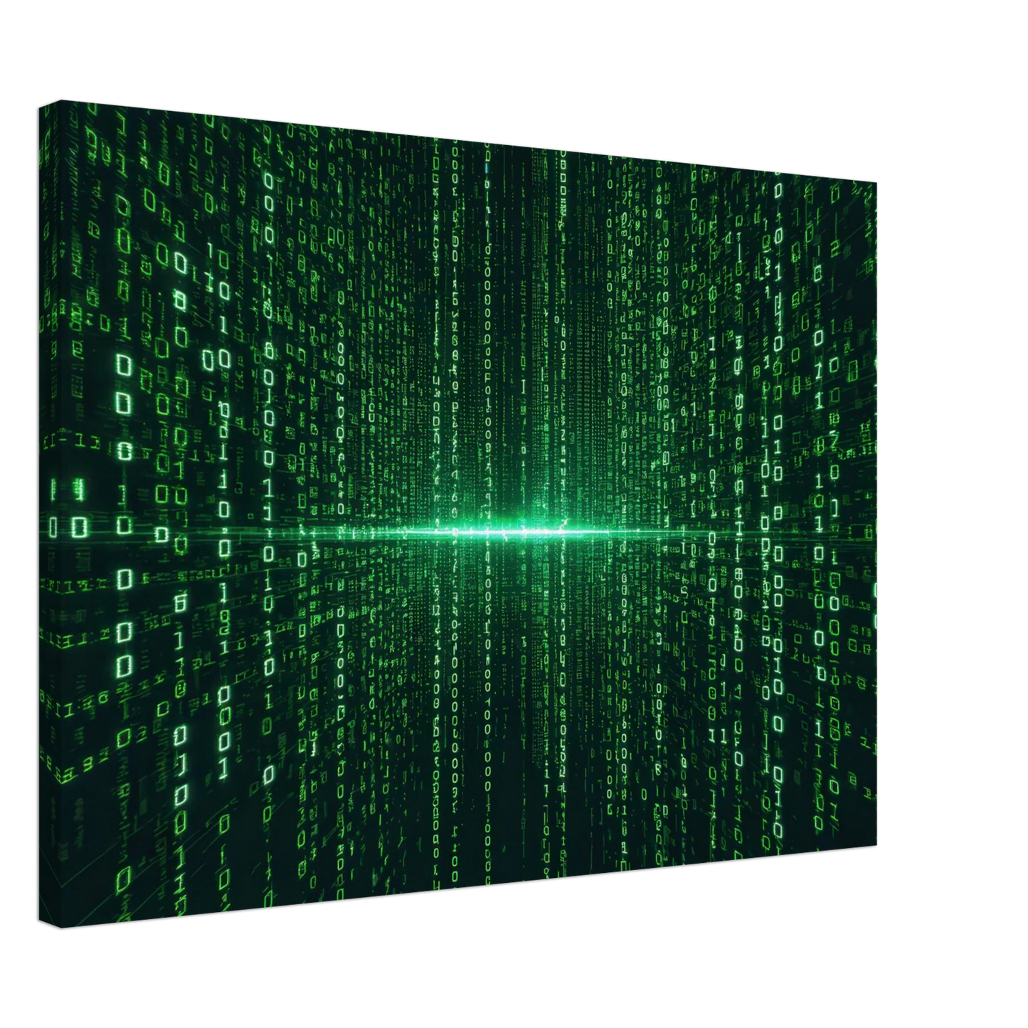 Wandbild digital matrix art gruene binaercode illusion fuer ihr zuhause oder buero erhaeltlich in vielen groessen