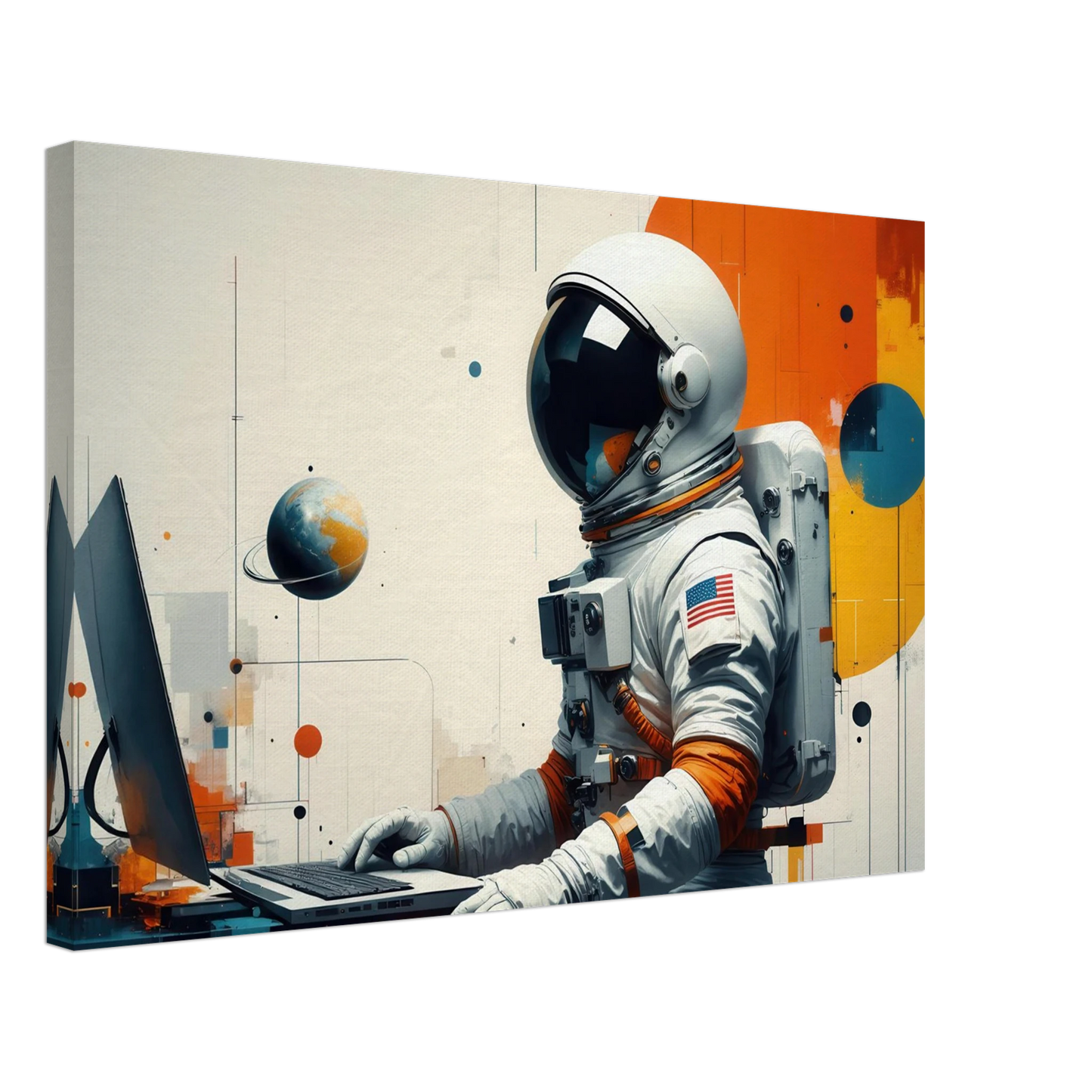 Wandbild cosmic coder astronaut bei der arbeit sci fi kunst fuer dein zuhause in verschiedenen groessen