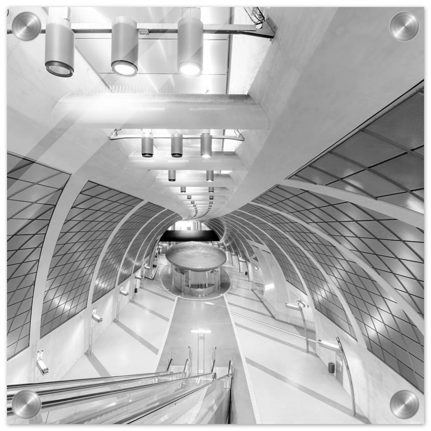 Wandbild futuristische u bahn station moderne architektur in schwarz weiss als wandkunst