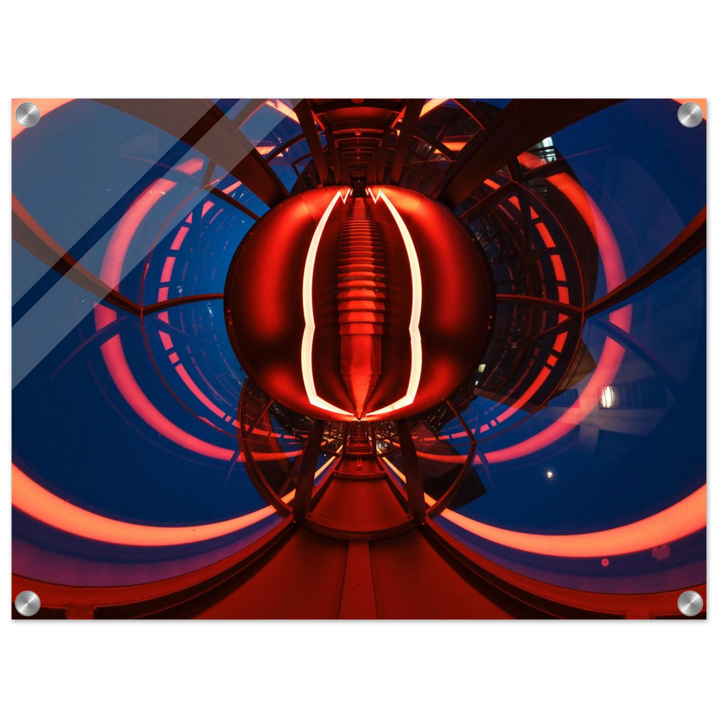 Wandbild futuristischer neon tunnel in sattem rot waehle aus 25 groessen