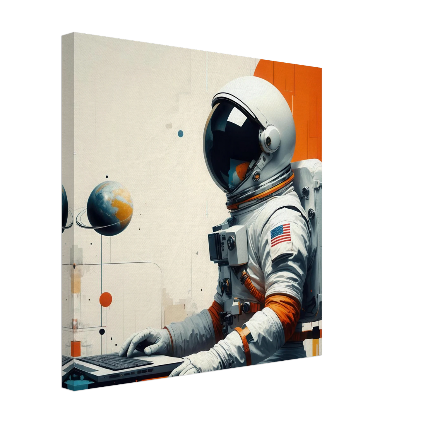 Wandbild cosmic coder astronaut bei der arbeit sci fi kunst fuer dein zuhause in verschiedenen groessen