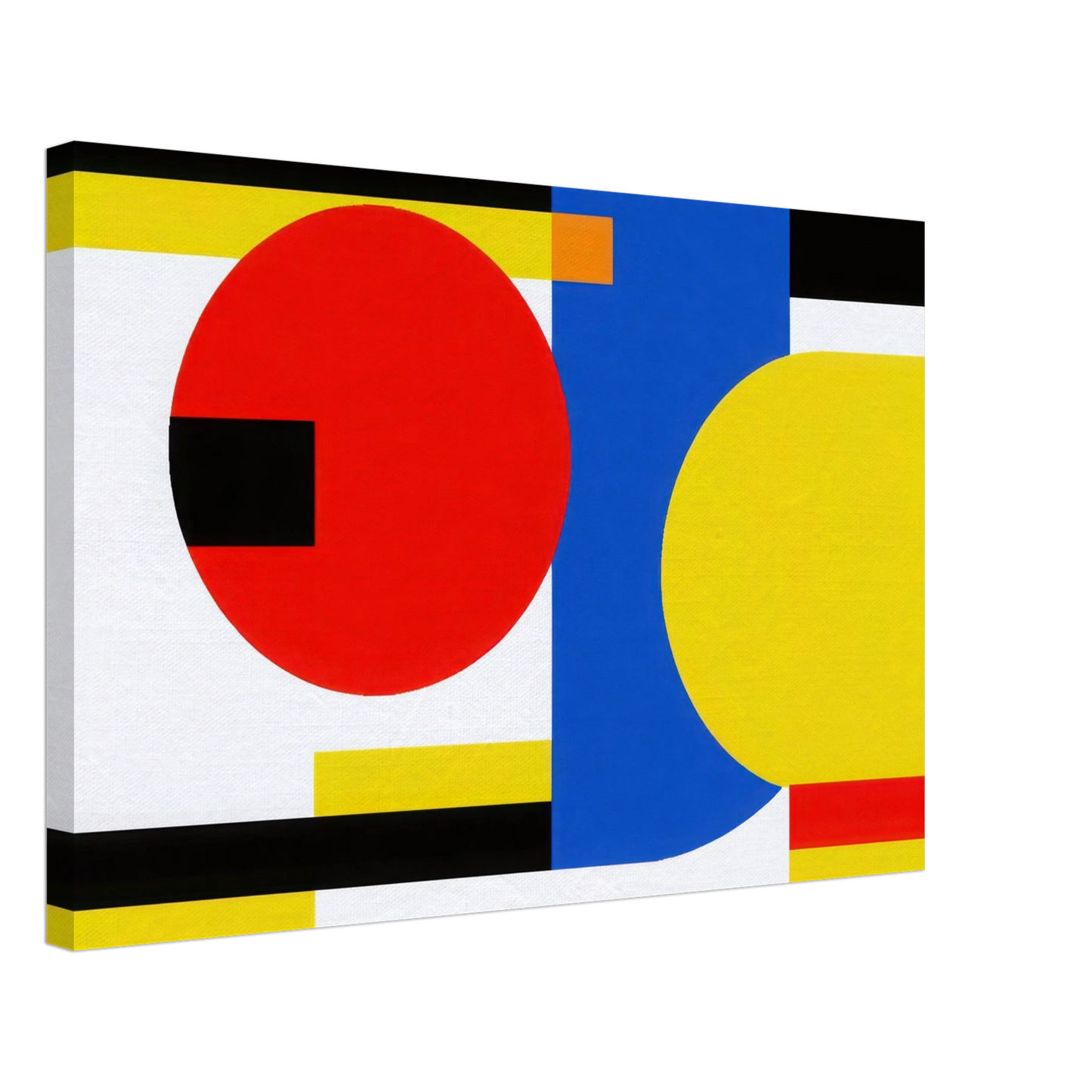 Wandbild bauhaus inspirierte komposition in leuchtendem rot blau gelb abstrakte kunst fuer ihr zuhause