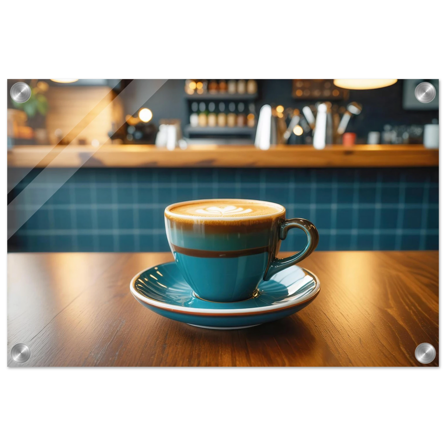 Wandbild deep teal latte einladende kaffeehaus atmosphaere fuer ihr zuhause in vielen groessen