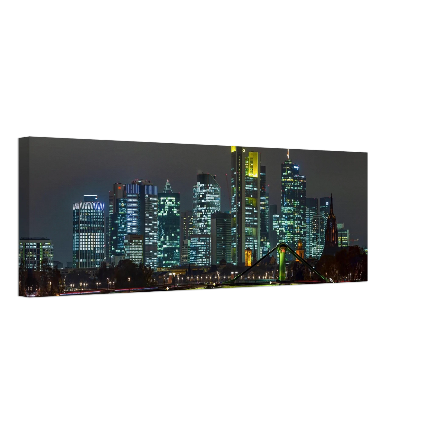 Wandbild frankfurt skyline bei nacht lebendige stadtlandschaft fuer ihr zuhause in vielen groessen