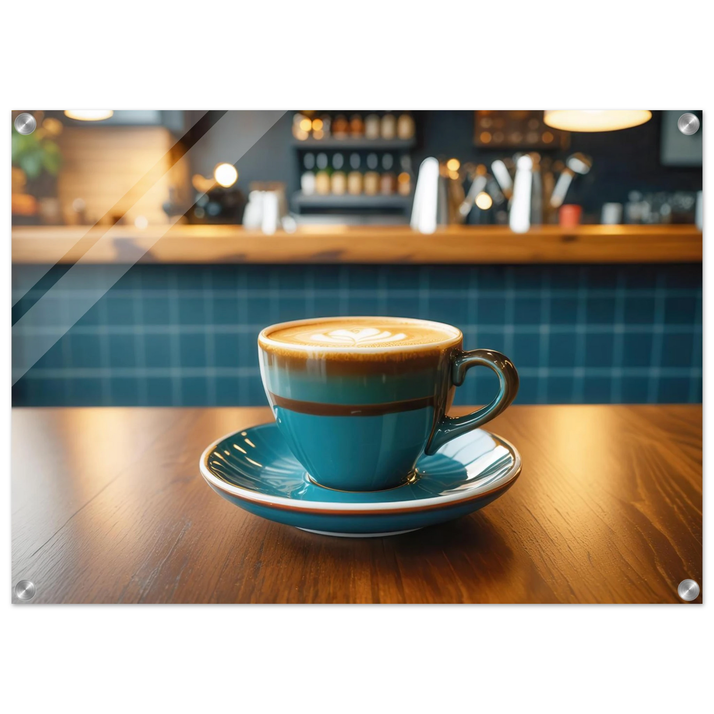 Wandbild deep teal latte einladende kaffeehaus atmosphaere fuer ihr zuhause in vielen groessen