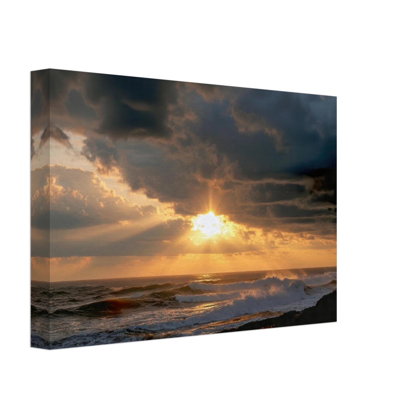 Wandbild dramatischer ozean sonnenuntergang kuestenkunst in ihrer wunschgroesse