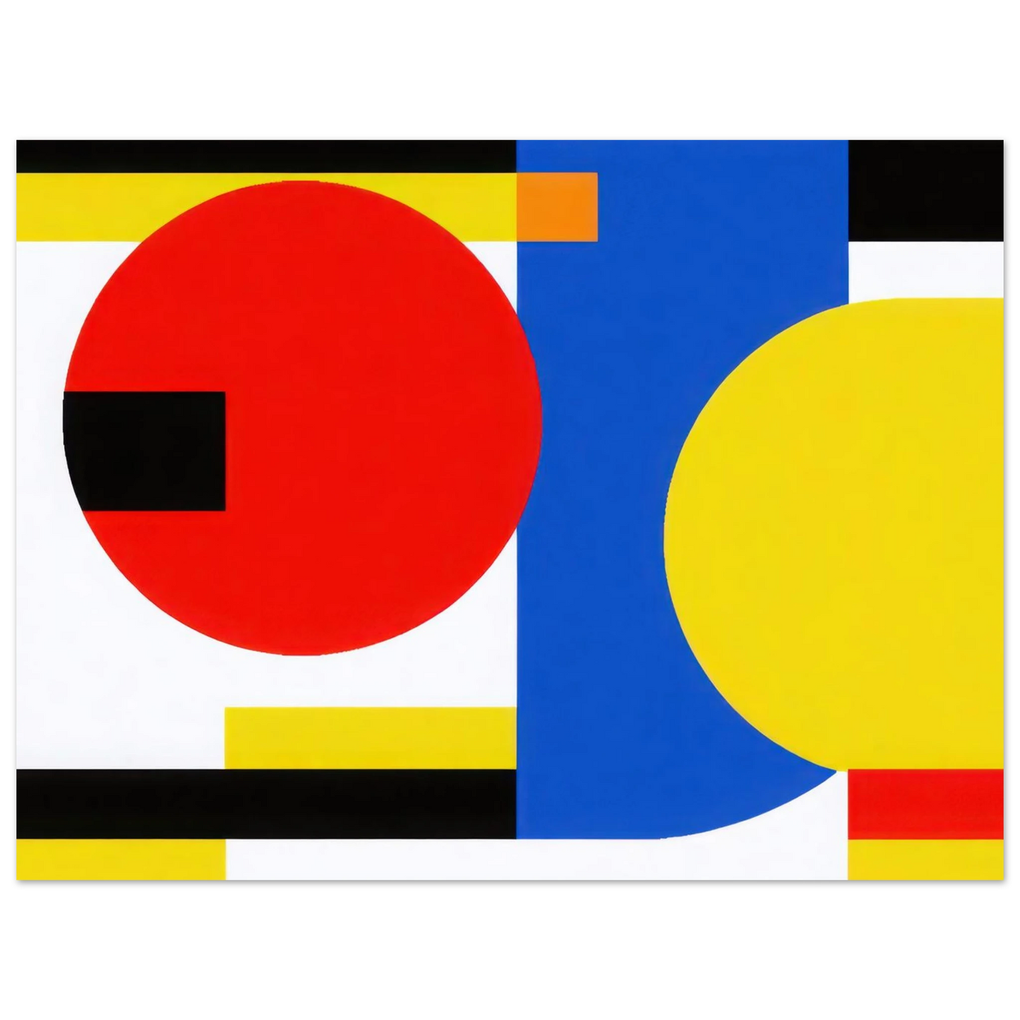 Wandbild bauhaus inspirierte komposition in leuchtendem rot blau gelb abstrakte kunst fuer ihr zuhause