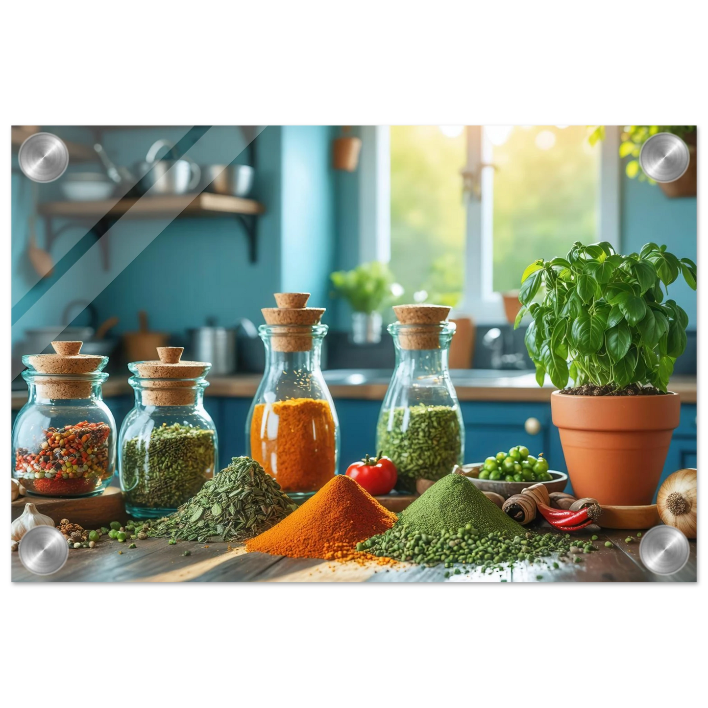 Wandbild lebendige kuechenkraeuter und gewuerze frische wuerze fuer ihr zuhause