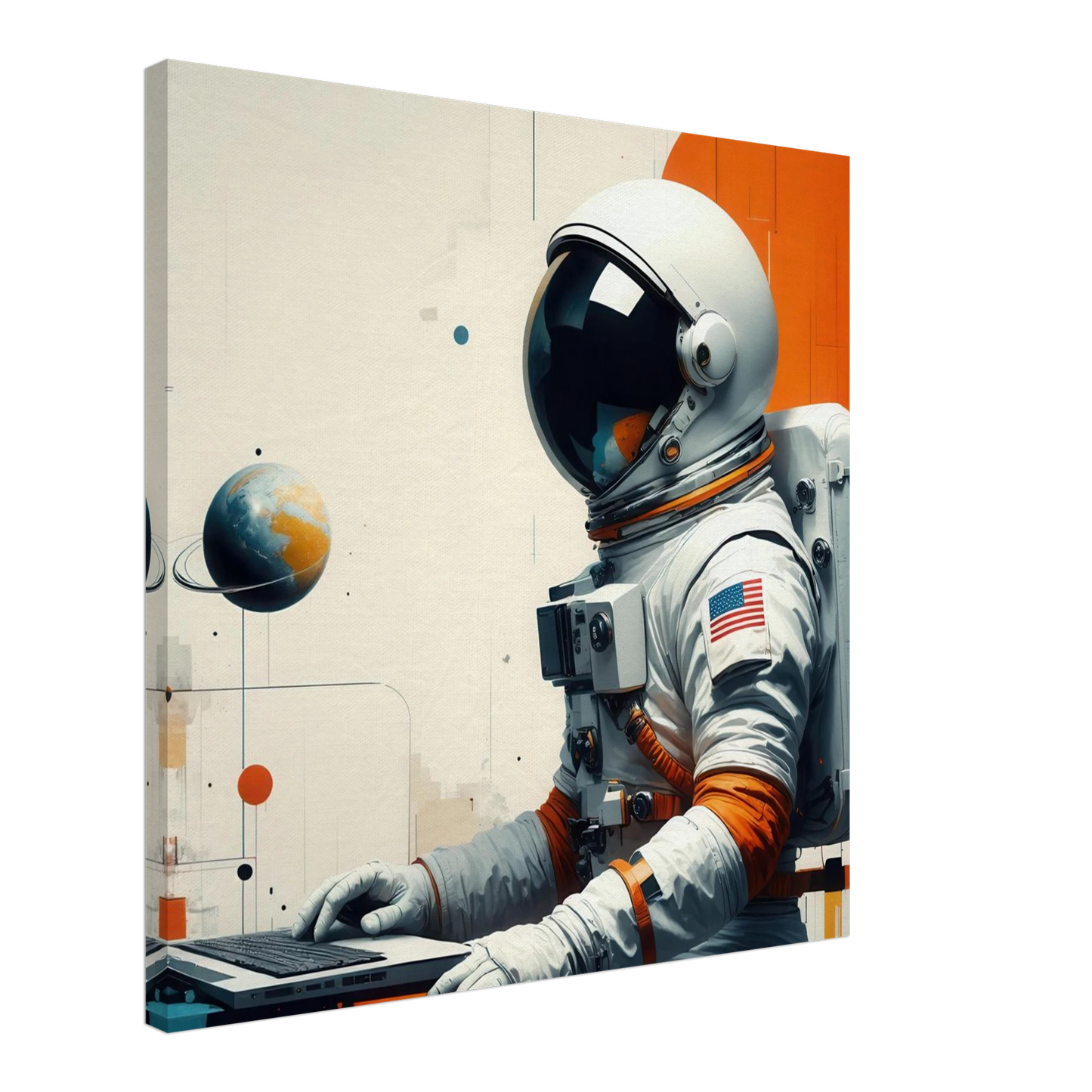 Wandbild cosmic coder astronaut bei der arbeit sci fi kunst fuer dein zuhause in verschiedenen groessen