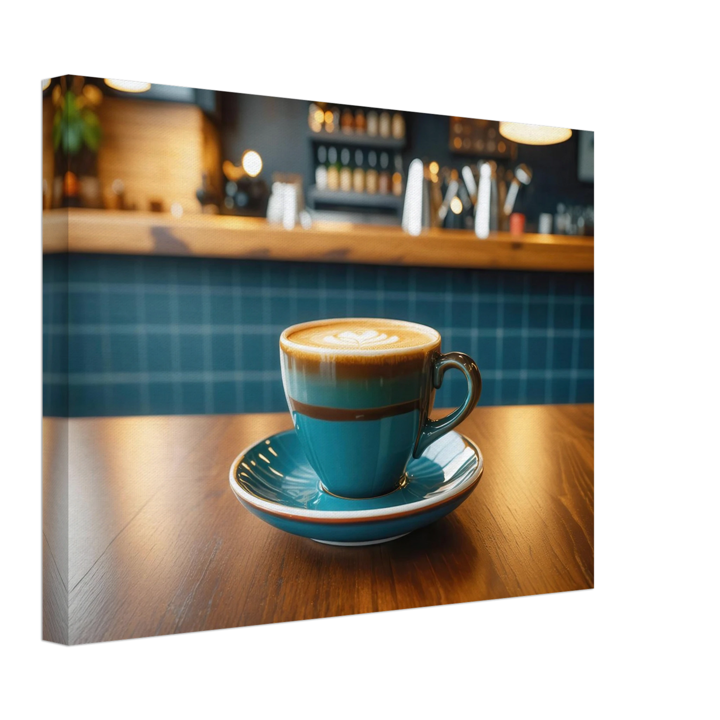 Wandbild deep teal latte einladende kaffeehaus atmosphaere fuer ihr zuhause in vielen groessen
