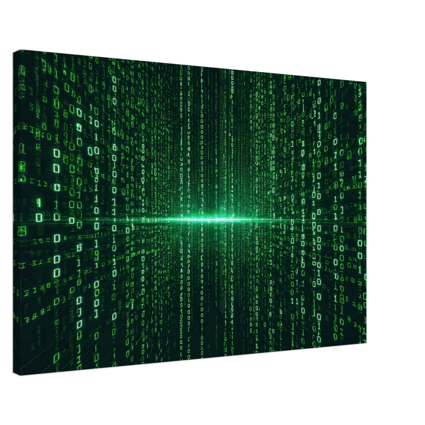 Wandbild digital matrix art gruene binaercode illusion fuer ihr zuhause oder buero erhaeltlich in vielen groessen