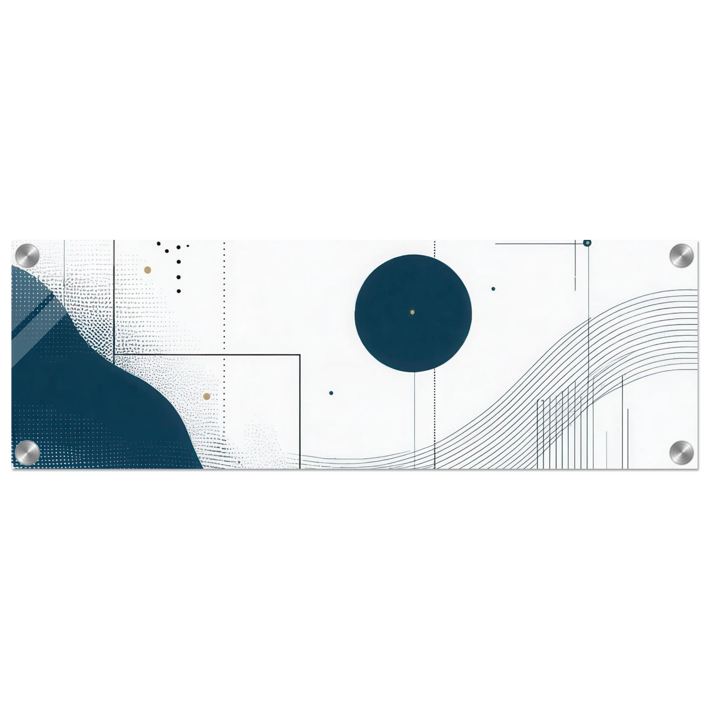 Wandbild deep sea rhythm abstrakte kunst in blau und goldtoenen in ihrer wunschgroesse