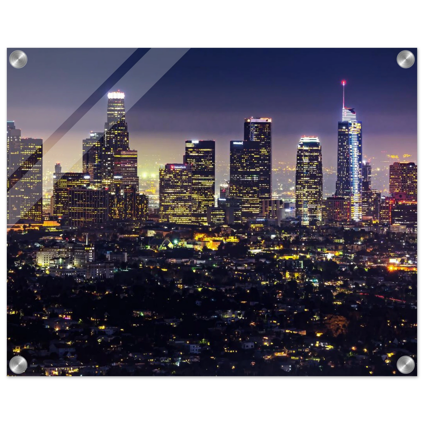 Wandbild funkelnde skyline bei nacht city lights kunstdruck in vielen groessen