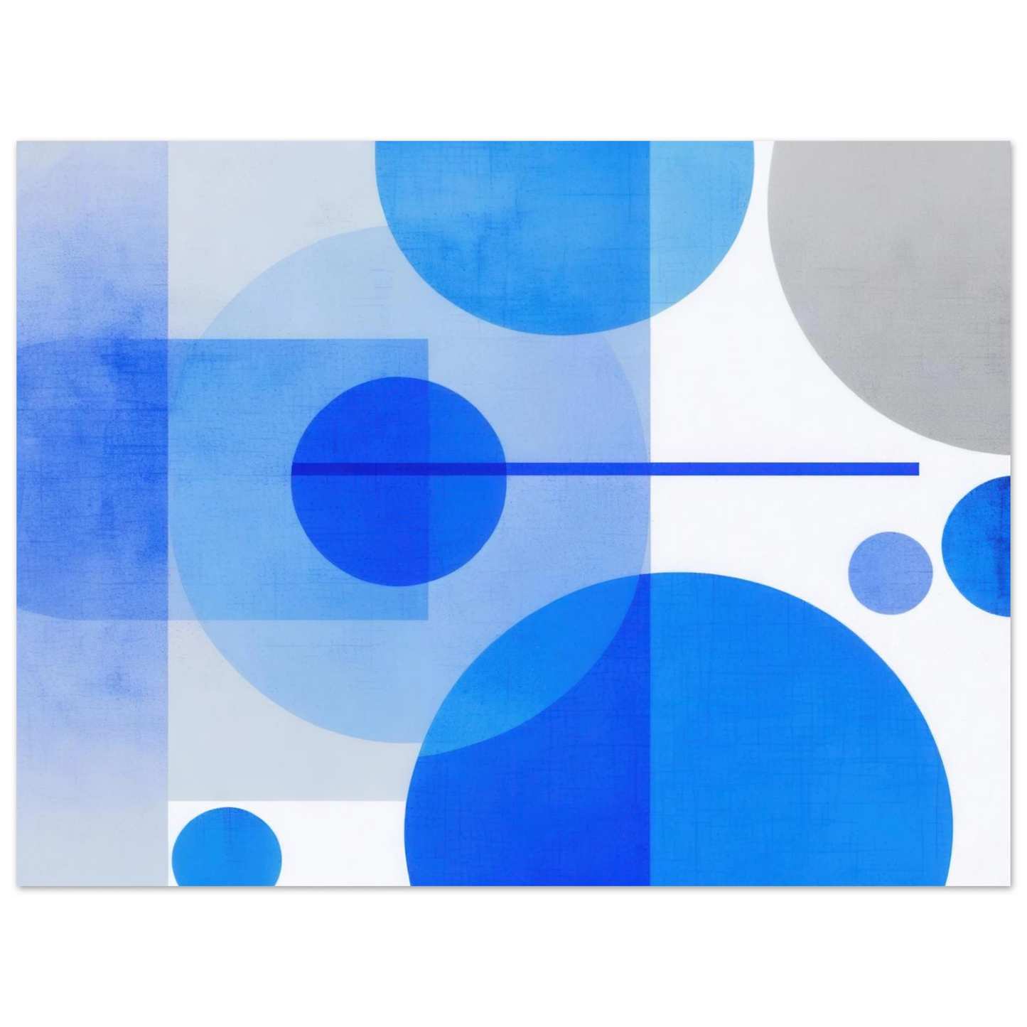 Wandbild geometrische abstraktion in koenigsblau und azur modernes dekor mit kreis rechteckformen