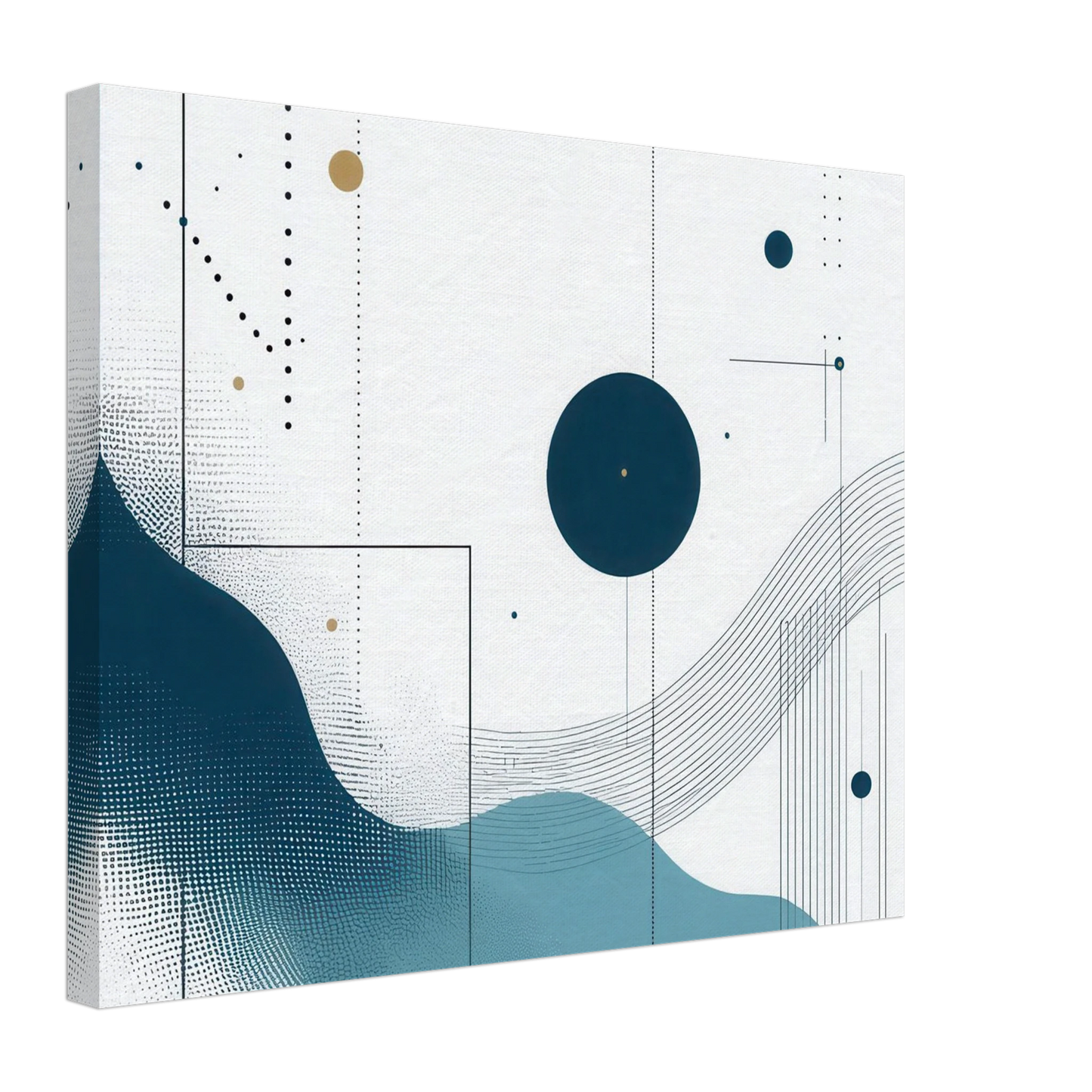 Wandbild deep sea rhythm abstrakte kunst in blau und goldtoenen in ihrer wunschgroesse
