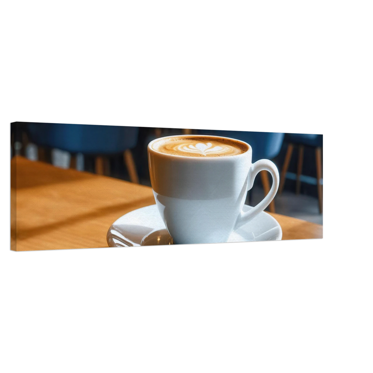 Wandbild gemuetliche kaffeehaus szene stilvolle latte art in goldenem licht