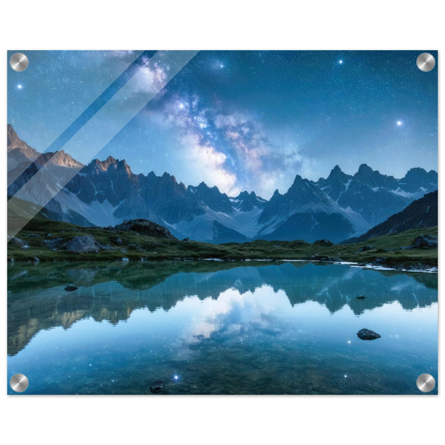 Wandbild himmlische bergspiegelung majestic milky way reflected in alpine lake your choice of sizes