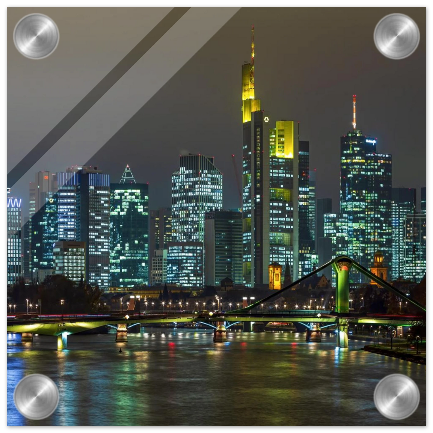 Wandbild frankfurt skyline bei nacht lebendige stadtlandschaft fuer ihr zuhause in vielen groessen