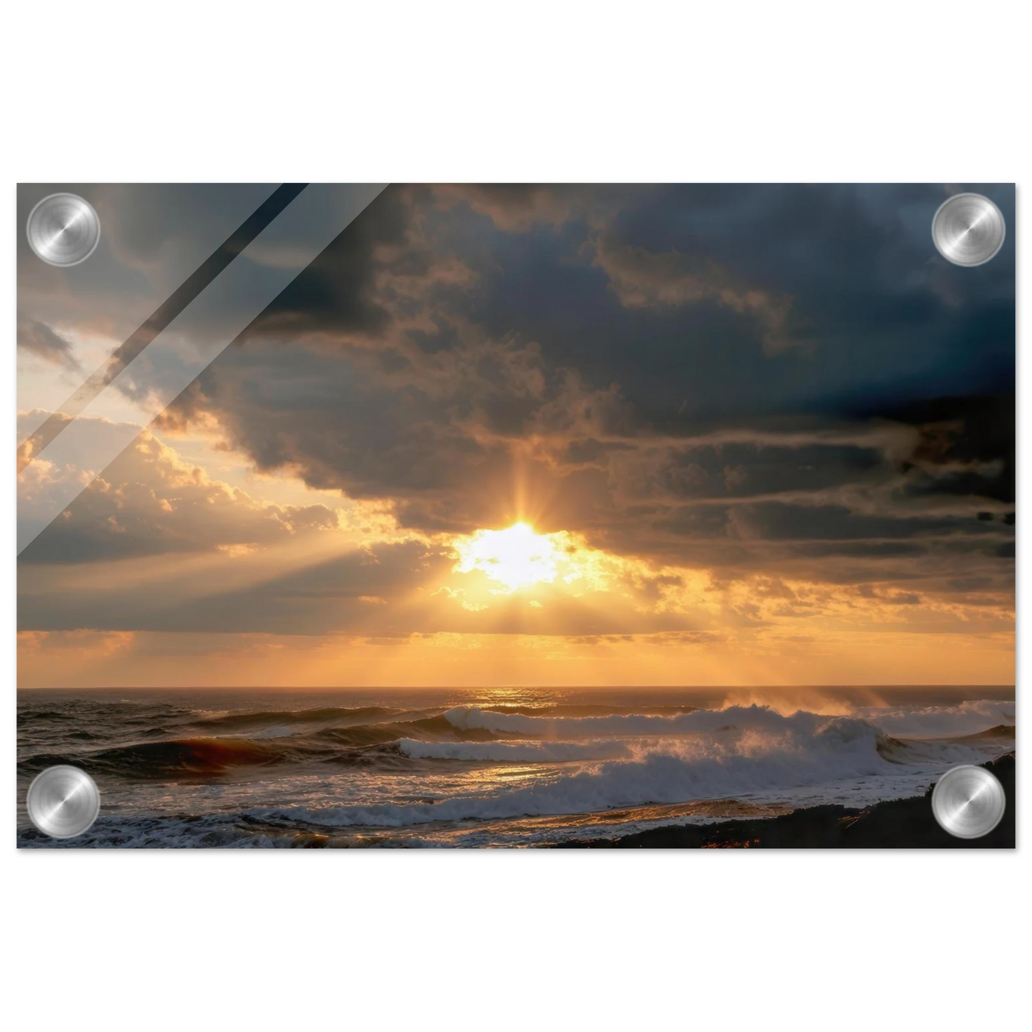 Wandbild dramatischer ozean sonnenuntergang kuestenkunst in ihrer wunschgroesse