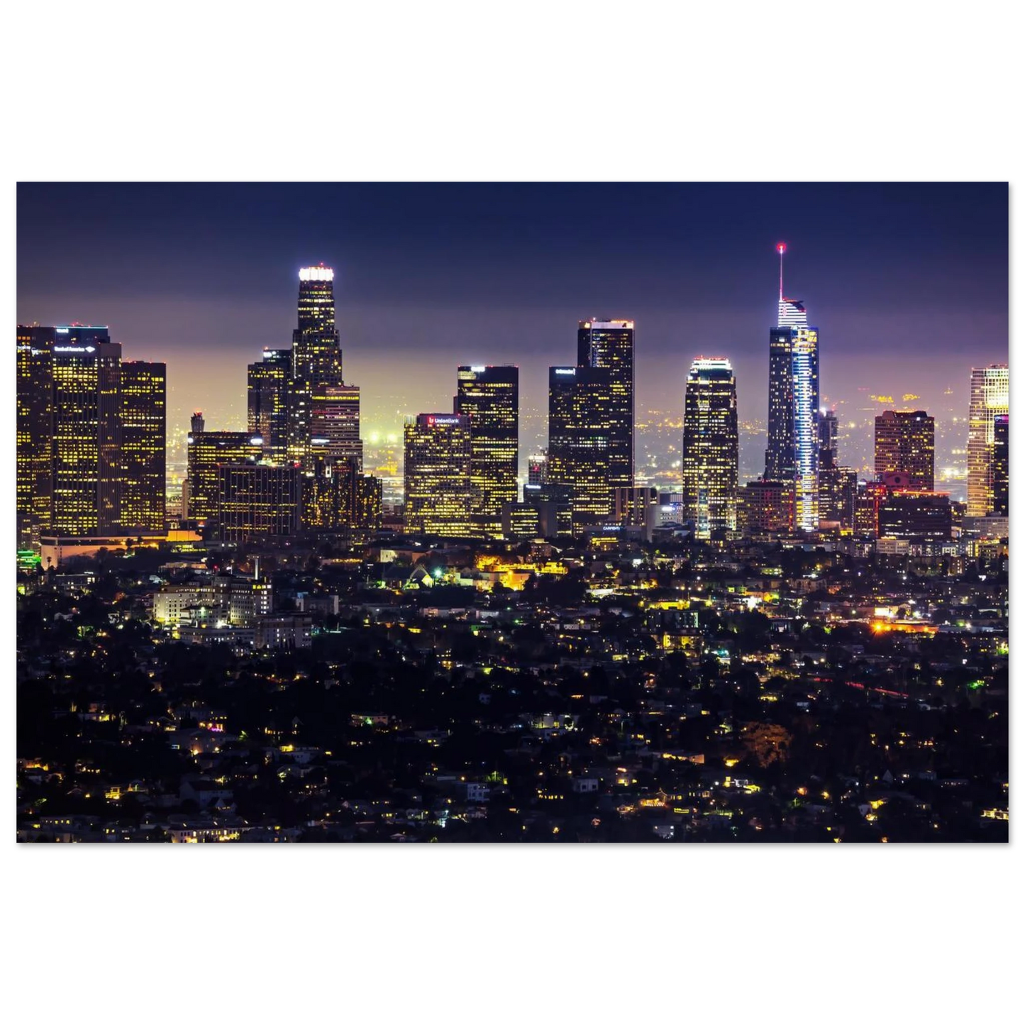 Wandbild funkelnde skyline bei nacht city lights kunstdruck in vielen groessen