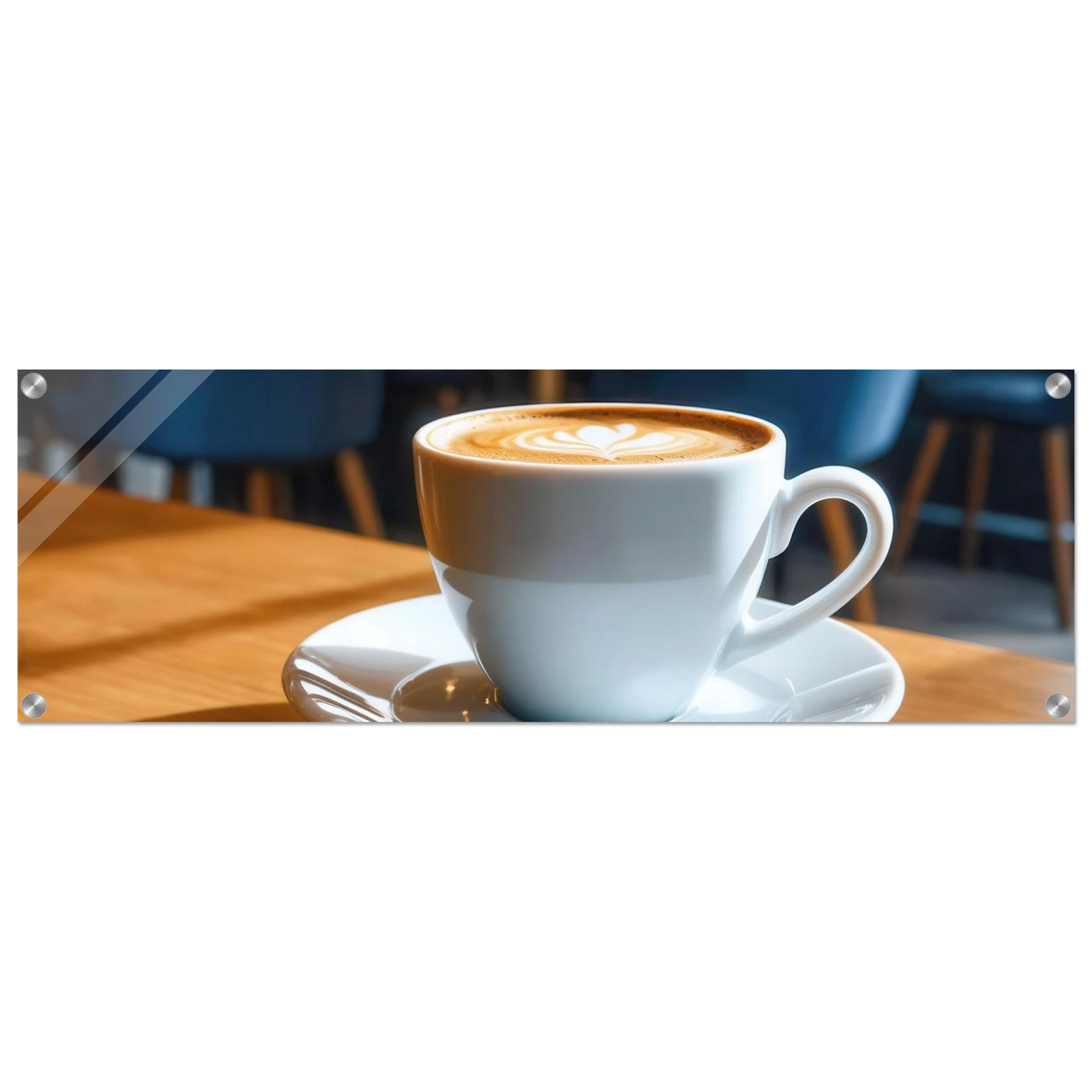 Wandbild gemuetliche kaffeehaus szene stilvolle latte art in goldenem licht