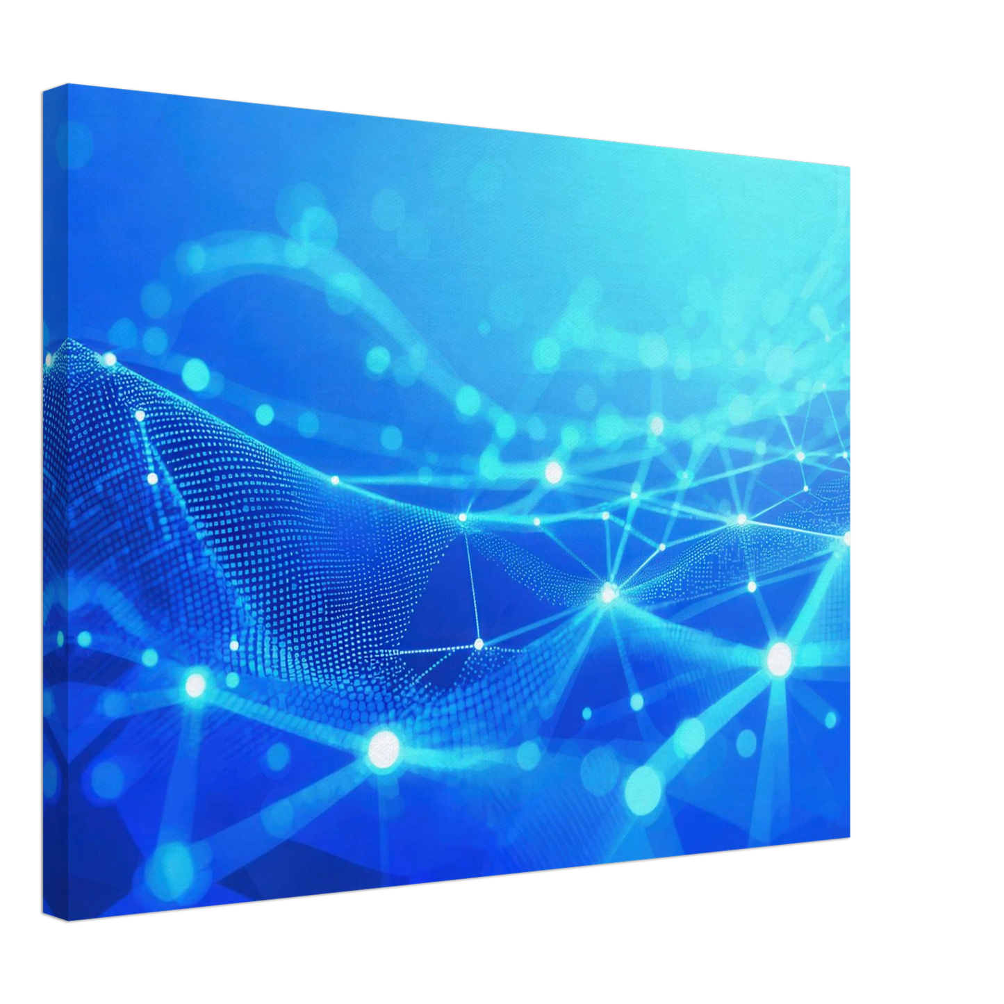 Wandbild deep blue connected world abstraktes cyberpunk netzwerk fuer moderne raeume in vielen groessen