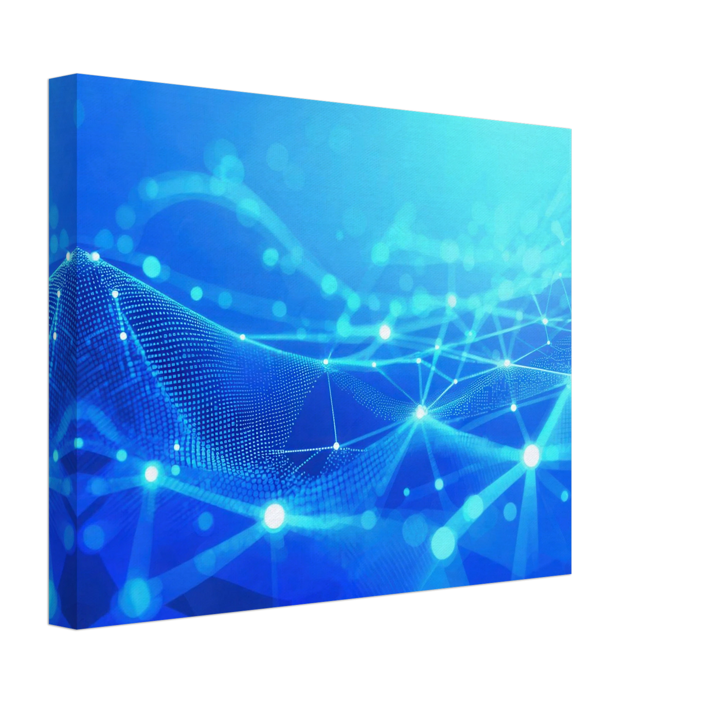Wandbild deep blue connected world abstraktes cyberpunk netzwerk fuer moderne raeume in vielen groessen