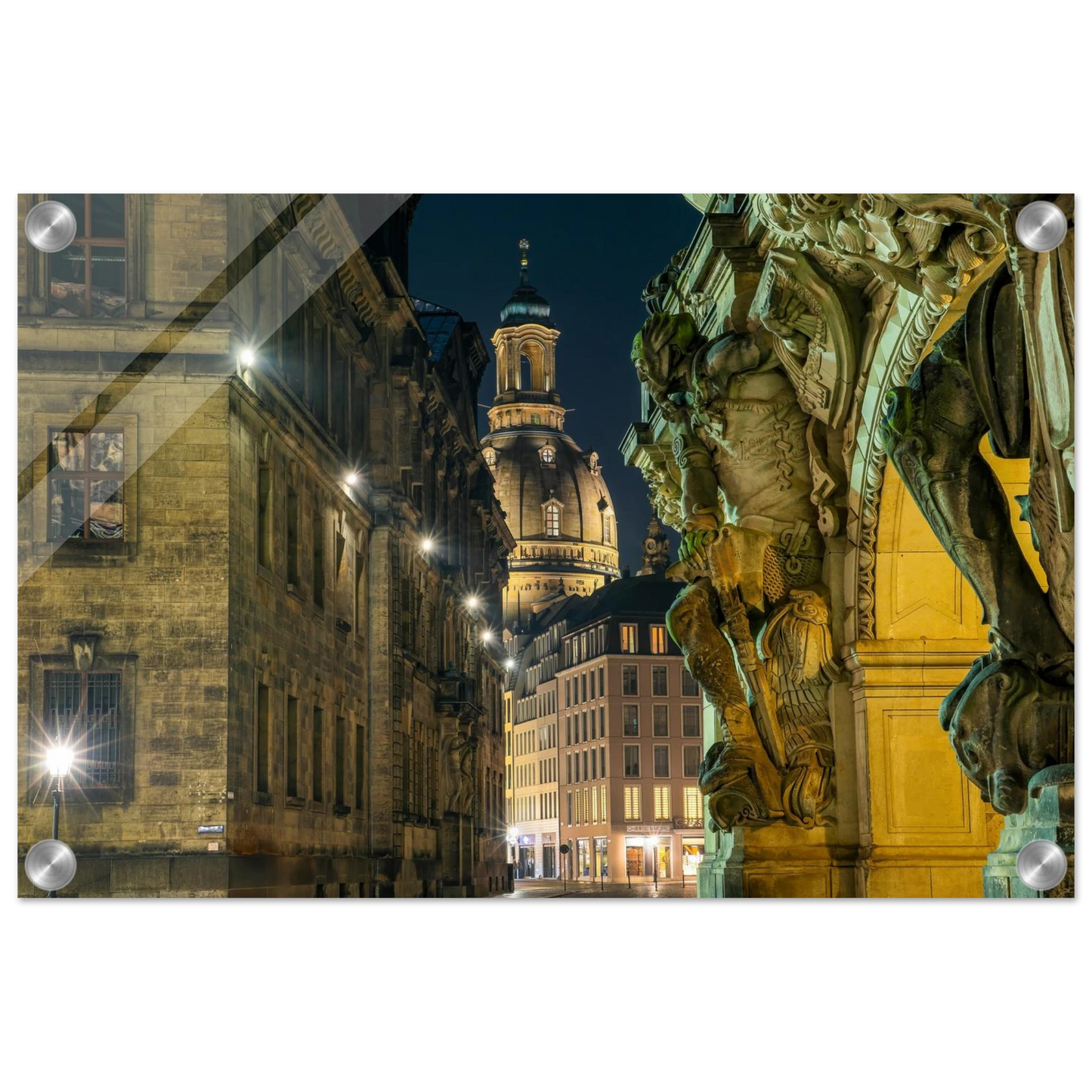 Wandbild dresden altstadt nachtansicht historische architektur als kunstdruck in vielen groessen
