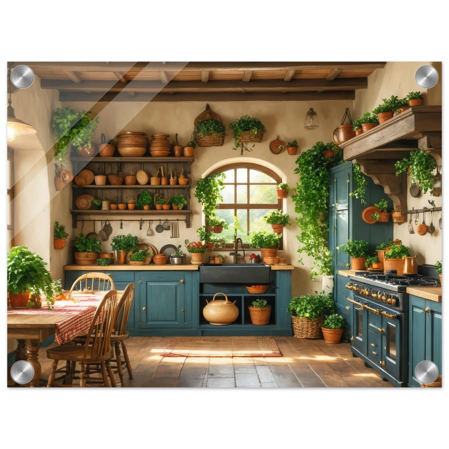 Wandbild rustikale kuechenidylle sonniges landhaus flair fuer ihr zuhause