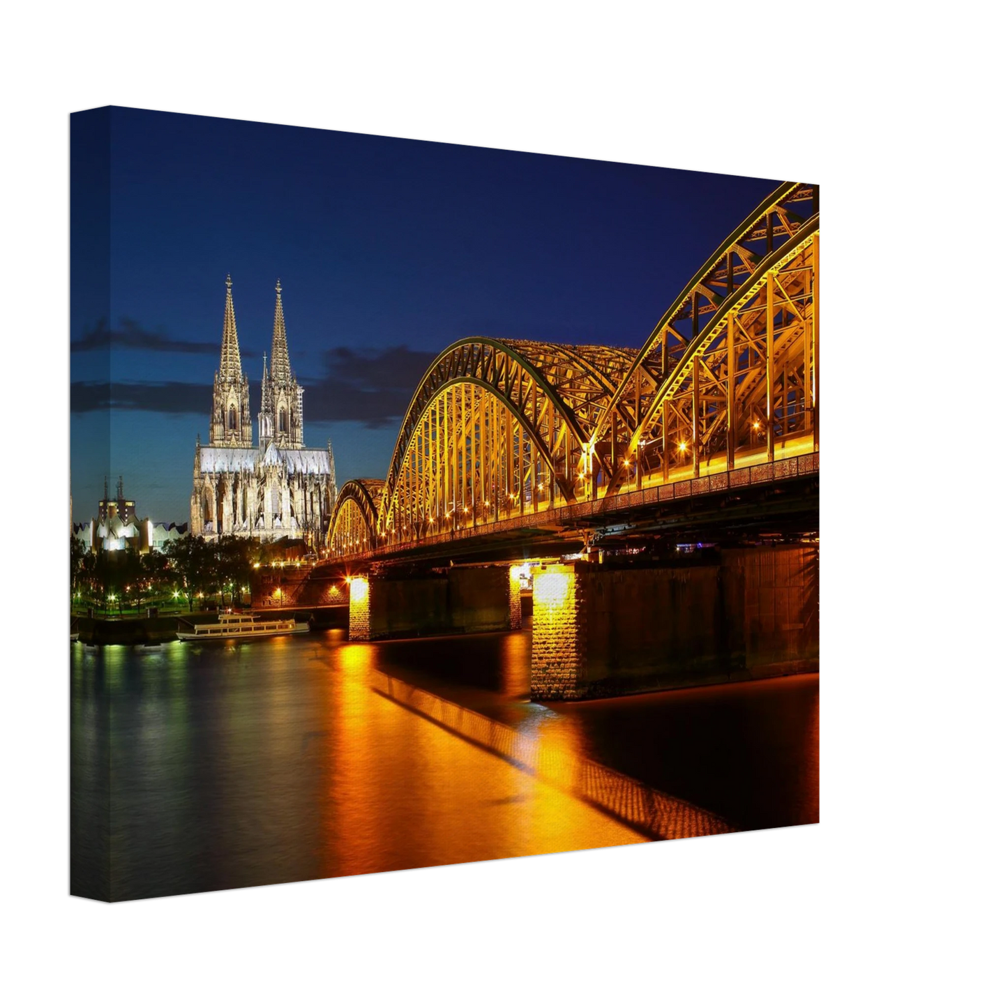 Wandbild koelner dom hohenzollernbruecke bei nacht majestaetisches stadtnachtlicht in verschiedenen groessen