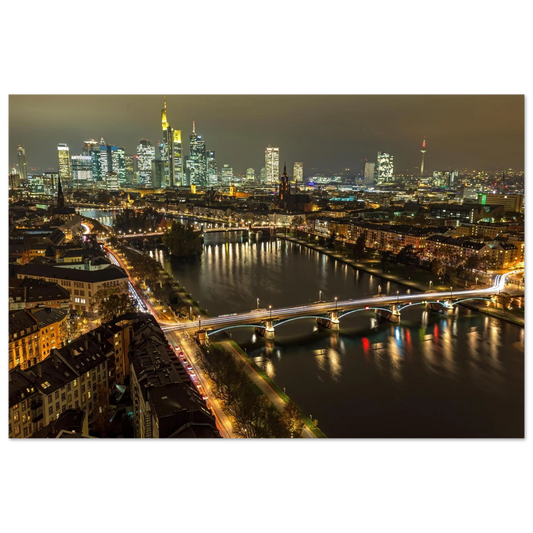 Wandbild golden leuchtende skyline modernes cityscape artwork in variablen groessen