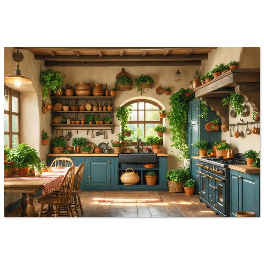 Wandbild rustikale kuechenidylle sonniges landhaus flair fuer ihr zuhause
