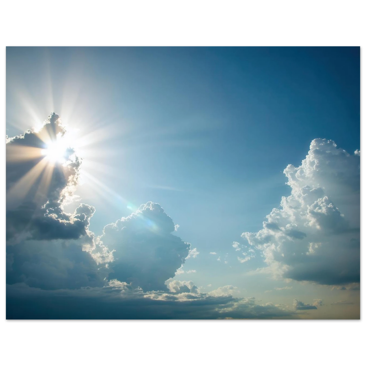 Wandbild sonnenstrahlen durch wolken atmosphaerische himmelskunst in verschiedenen groessen