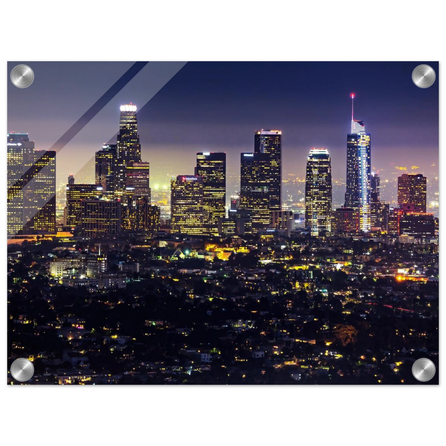 Wandbild funkelnde skyline bei nacht city lights kunstdruck in vielen groessen