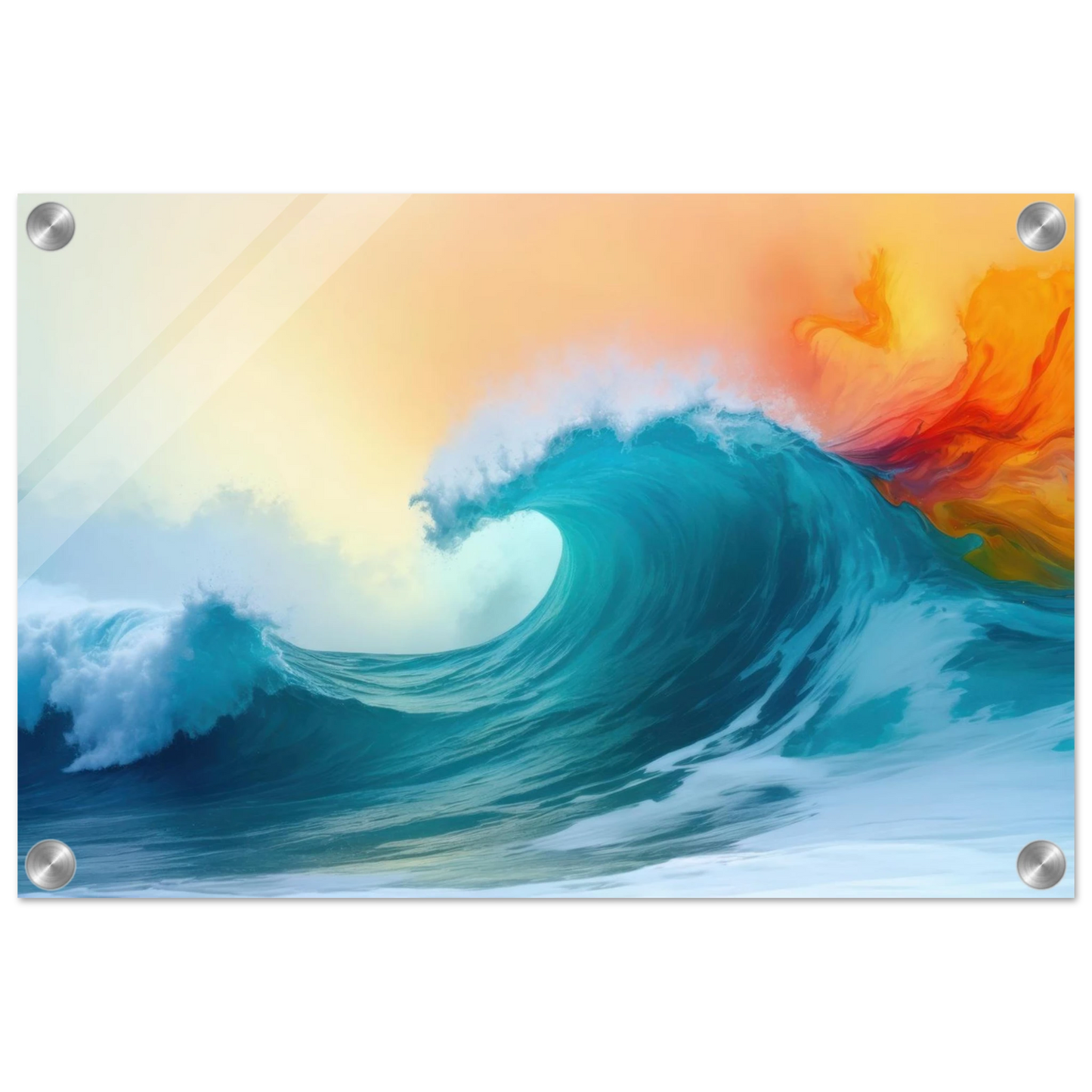 Wandbild kraftvolle welle farbenfrohes ozean kunstwerk in verschiedenen groessen