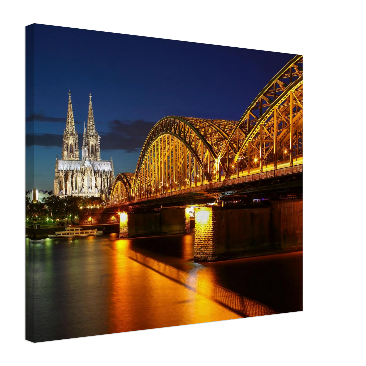 Wandbild koelner dom hohenzollernbruecke bei nacht majestaetisches stadtnachtlicht in verschiedenen groessen
