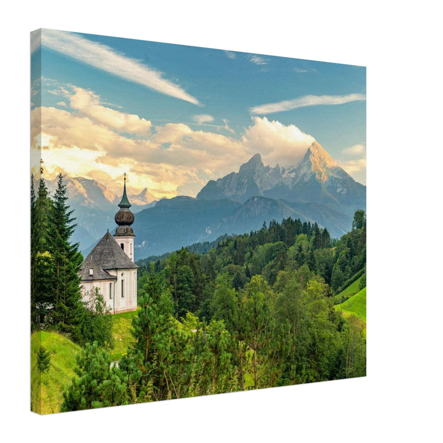 Wandbild malerische alpenkirche vor majestaetischer bergkulisse ein atemberaubendes stueck naturkunst