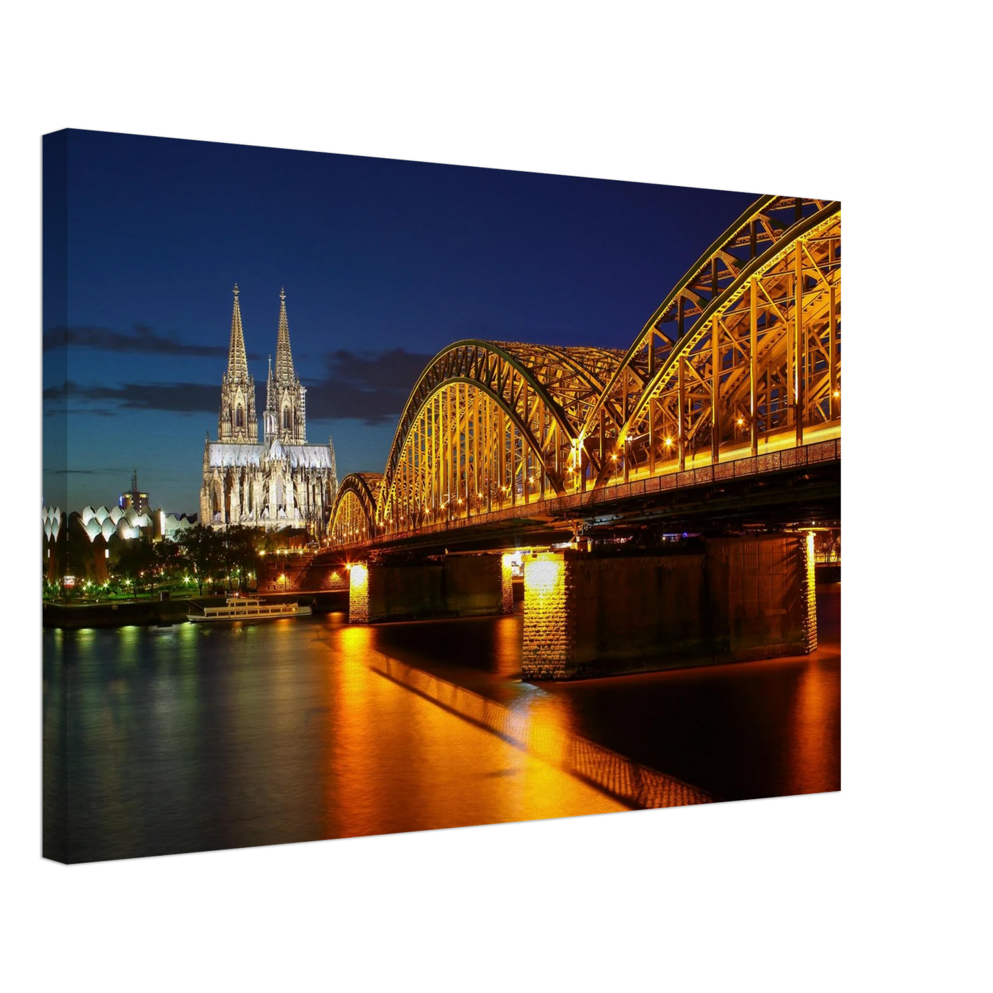 Wandbild koelner dom hohenzollernbruecke bei nacht majestaetisches stadtnachtlicht in verschiedenen groessen