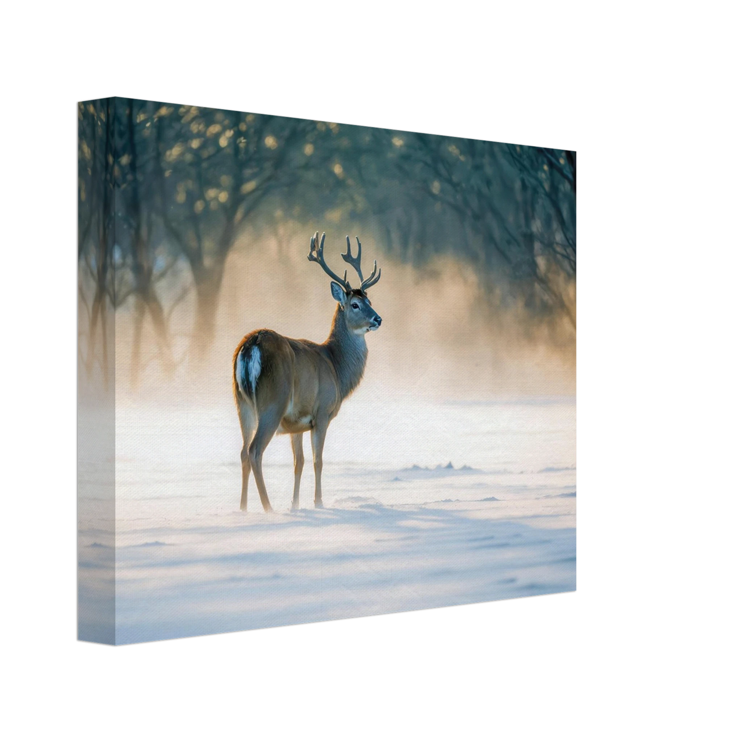 Wandbild majestaetischer hirsch im winterwunderland verwandeln sie ihr zuhause in eine ruhige landschaft