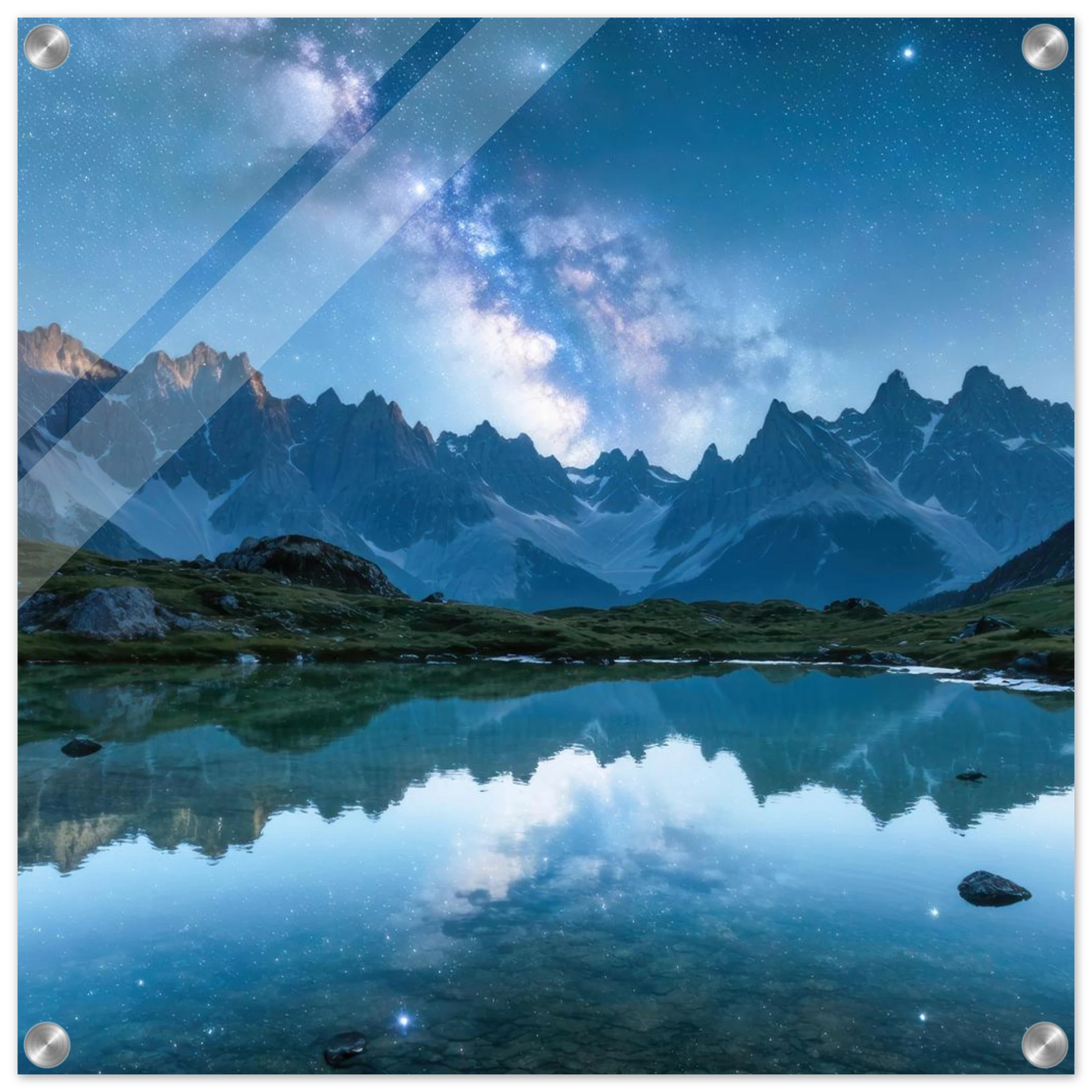 Wandbild himmlische bergspiegelung majestic milky way reflected in alpine lake your choice of sizes