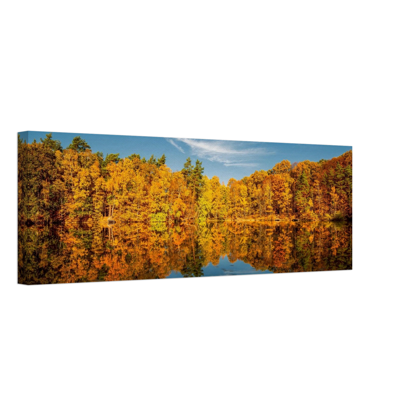 Wandbild herbstliche see symphonie atemberaubende waldspiegelung an einem sonnigen herbsttag