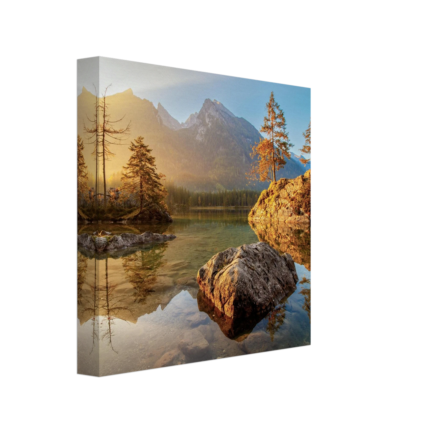 Wandbild majestaetischer sonnenaufgang am gebirgssee beruhigende naturlandschaft in ihrer wunschgroesse