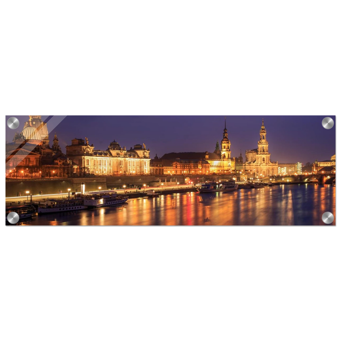 Wandbild romantisches dresden bei nacht malerischer elbblick mit goldenen lichtern