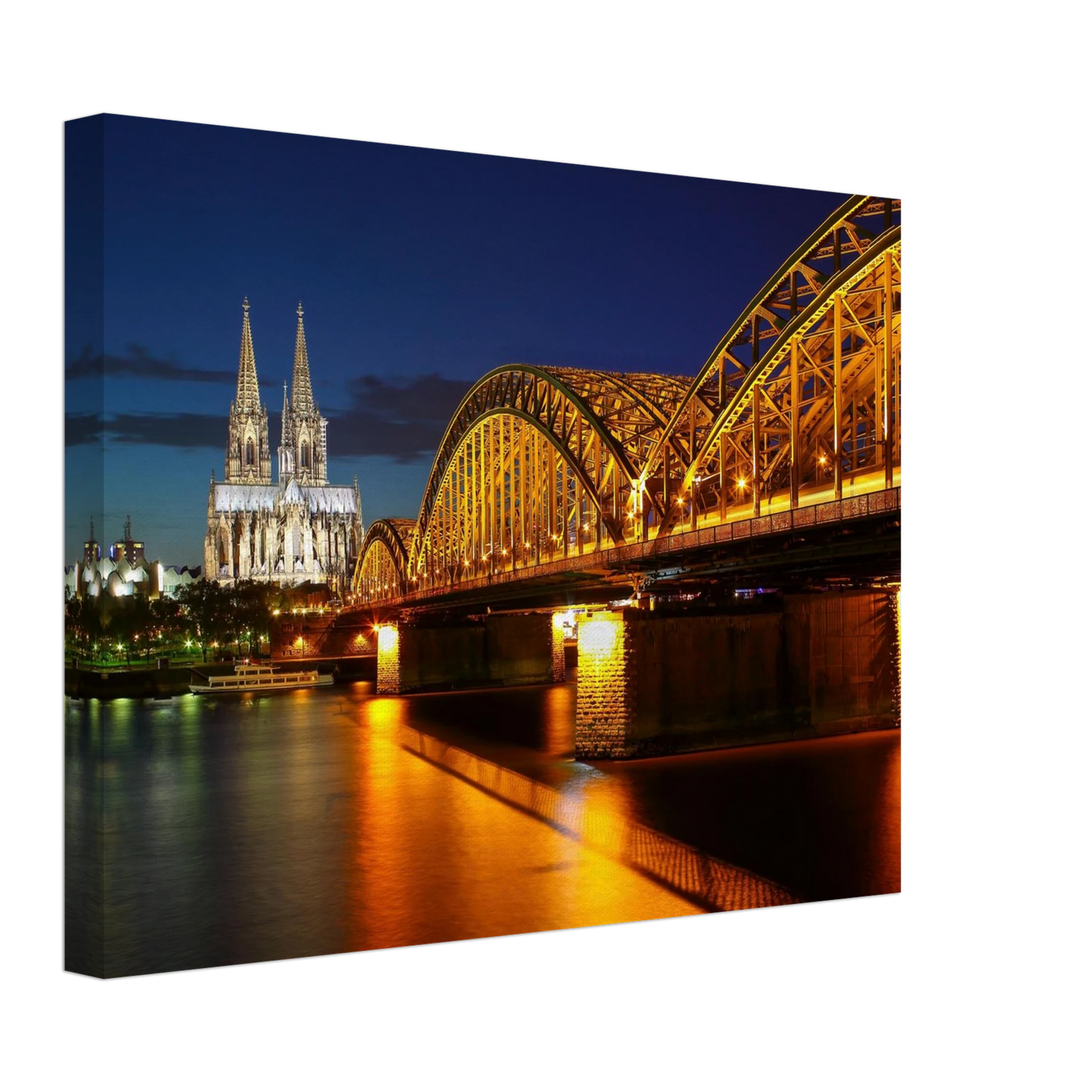 Wandbild koelner dom hohenzollernbruecke bei nacht majestaetisches stadtnachtlicht in verschiedenen groessen