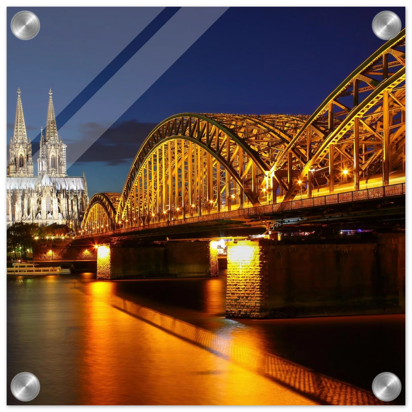 Wandbild koelner dom hohenzollernbruecke bei nacht majestaetisches stadtnachtlicht in verschiedenen groessen