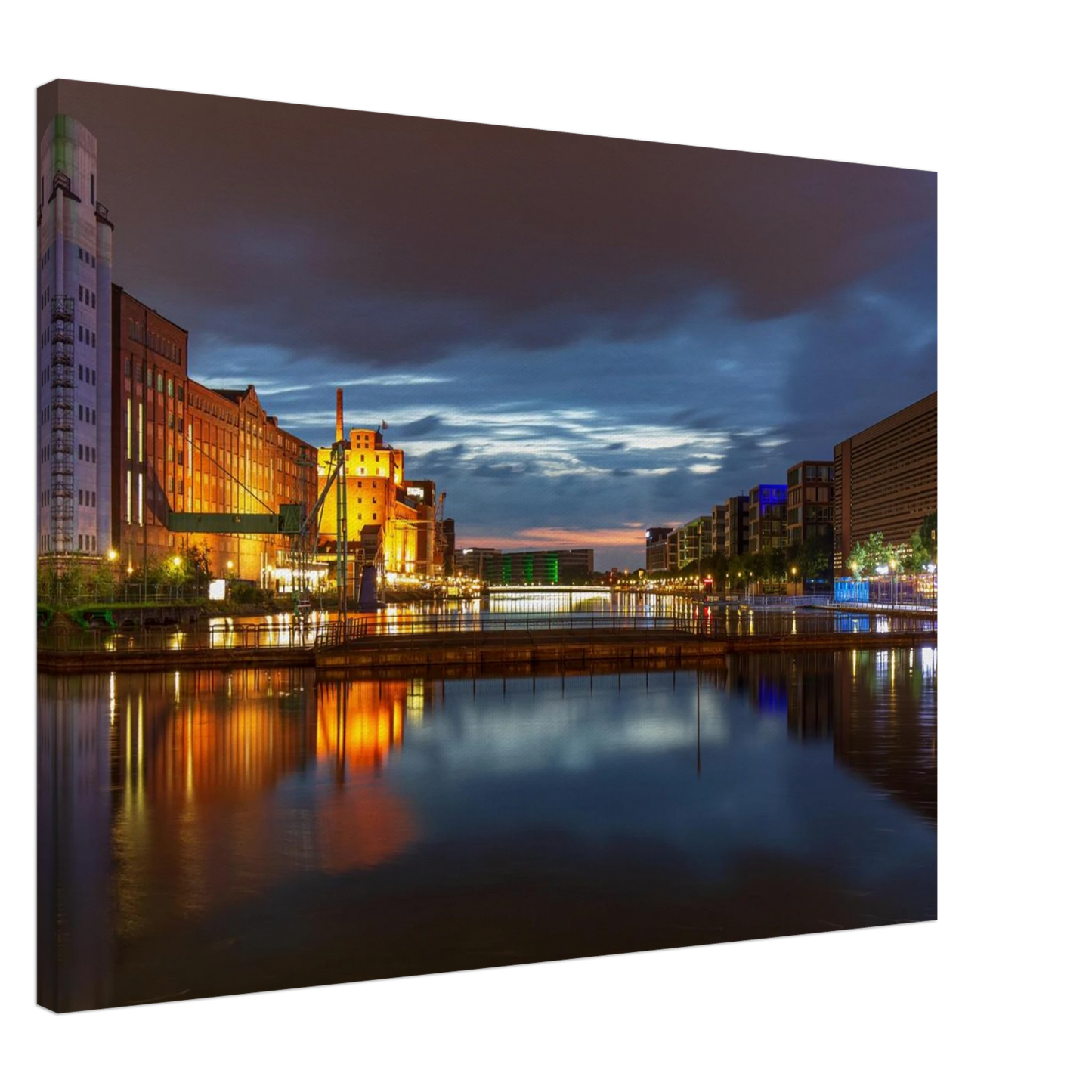 Wandbild industrieller charme bei sonnenuntergang lebendige stadtlandschaft im grossformat