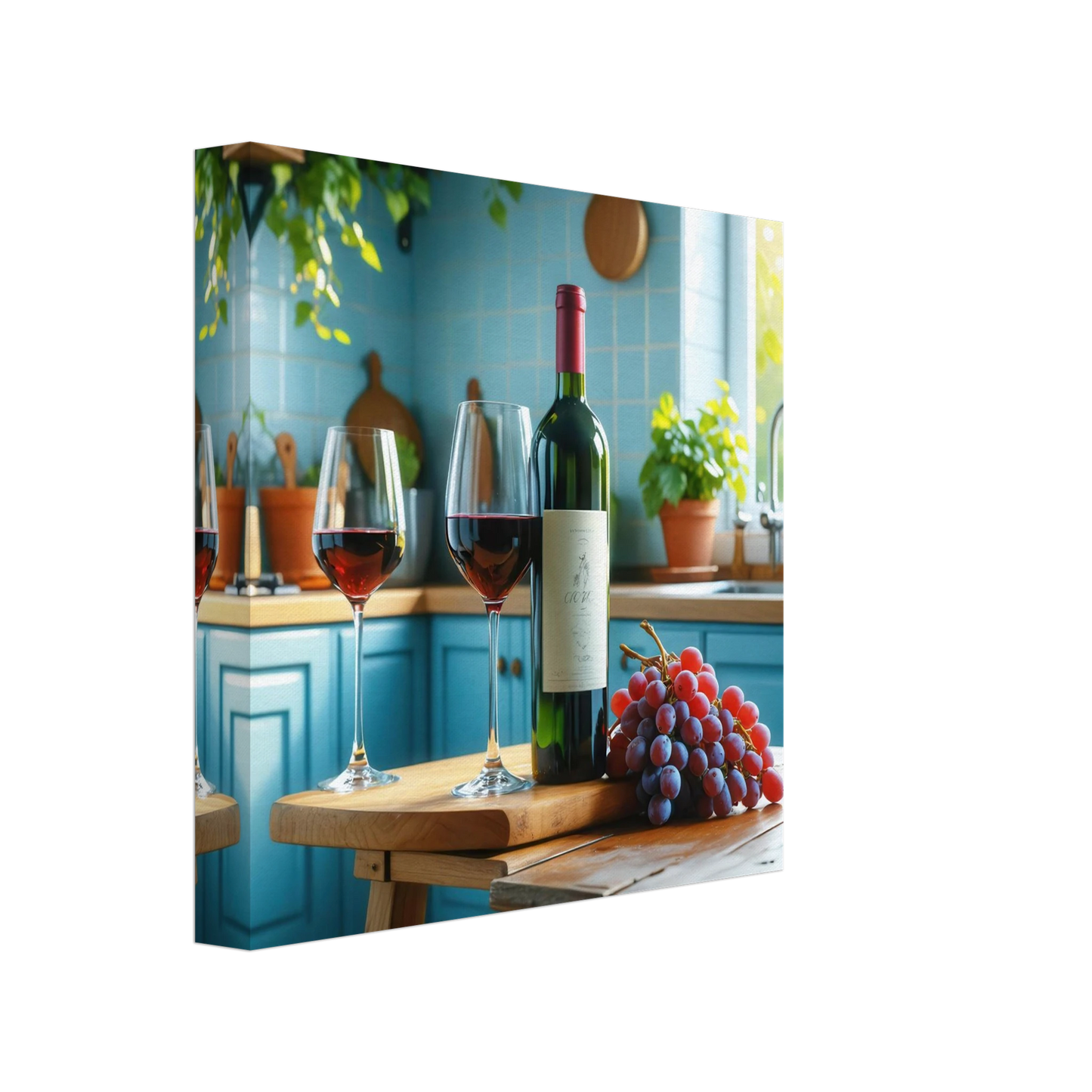 Wandbild weinabend idylle lebendige kueche mit wein trauben fuer ihre traumgroesse