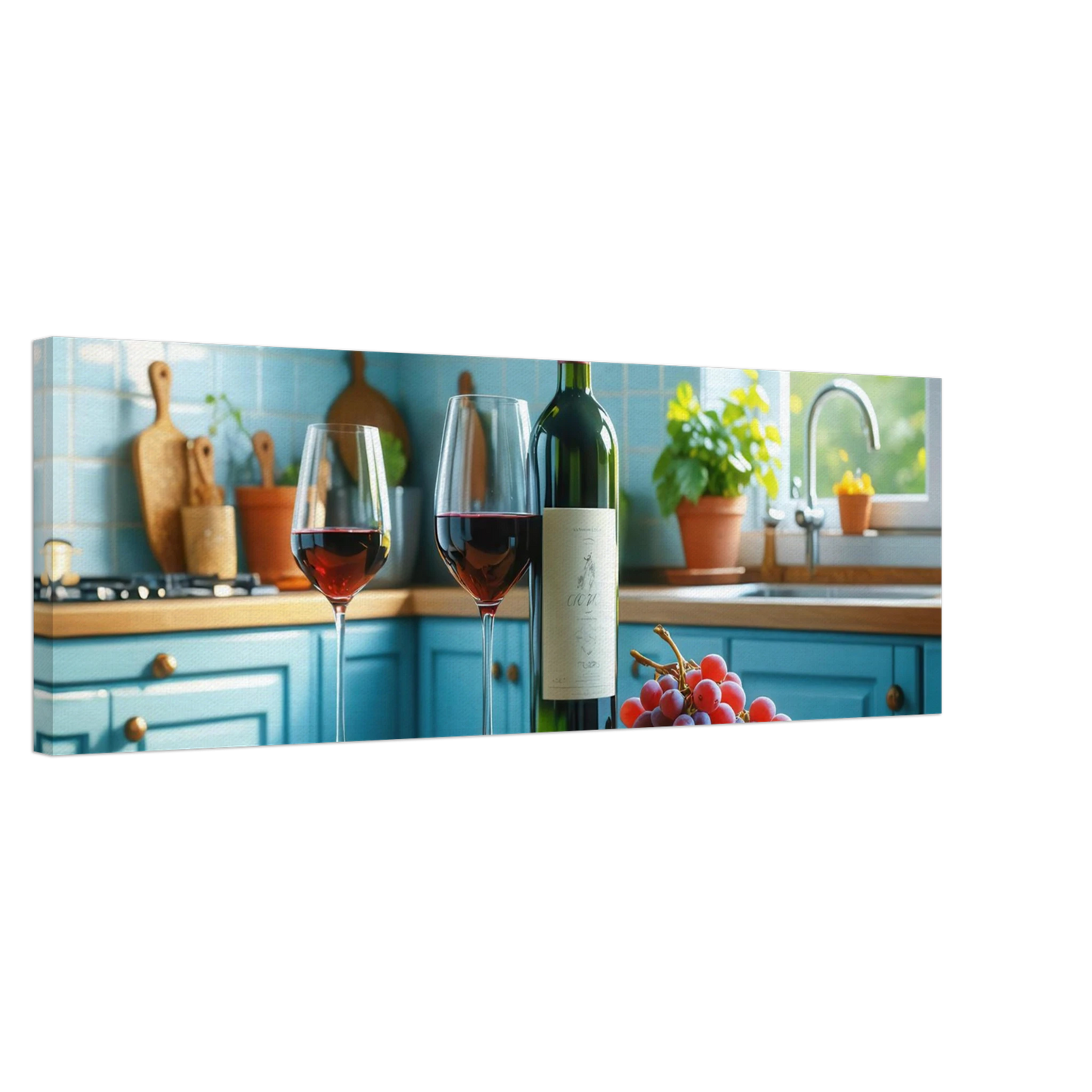 Wandbild weinabend idylle lebendige kueche mit wein trauben fuer ihre traumgroesse