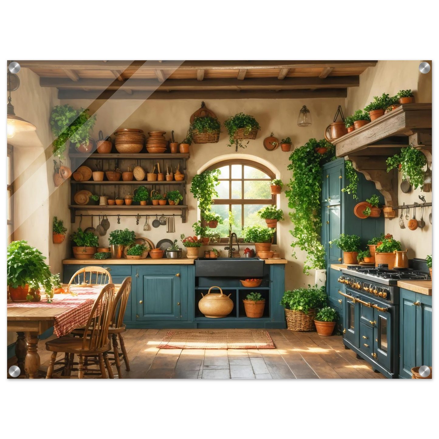 Wandbild rustikale kuechenidylle sonniges landhaus flair fuer ihr zuhause
