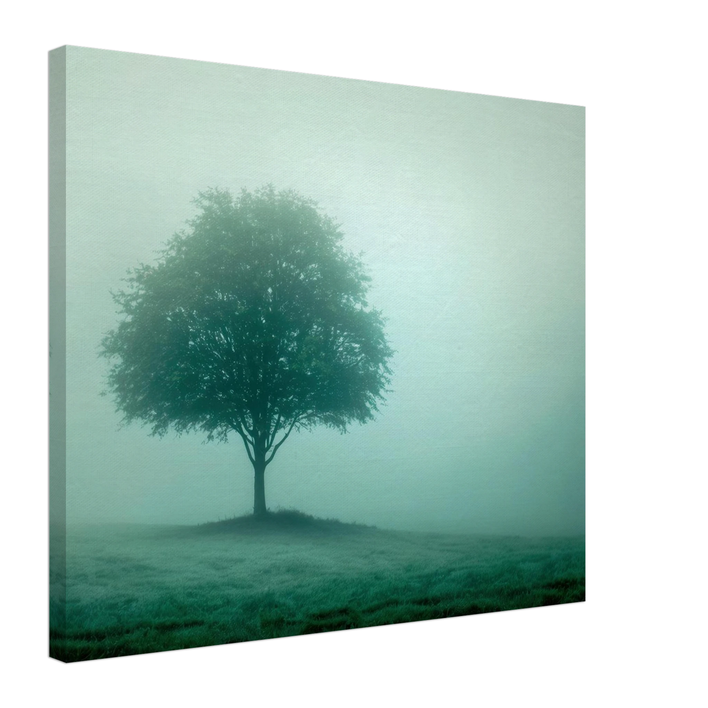 Wandbild mystischer baum im nebel ruhe und gruentoene fuer dein zuhause